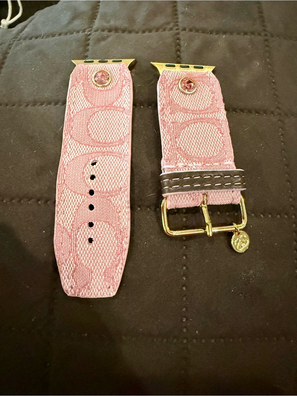 Authentic  Pink Coach Canvas Monogram Watch Band